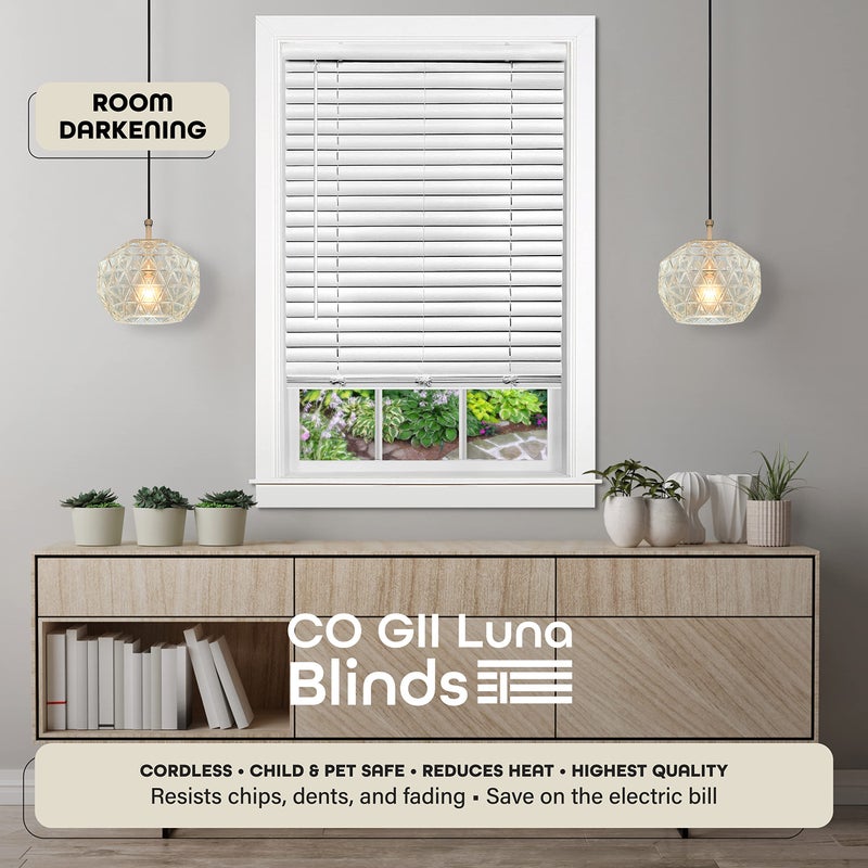 Achim Cordless Room Darkening Venetian Blind - 29 Inch Width, 64 Inch Length, 2" Vinyl Slat Size - White - GII Luna Light Filtering Horizontal Mini Windows Blinds for Interior by Achim Home Decor - Image 2